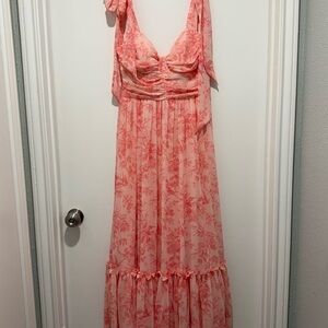 Francesca's Collections Coral Floral Maxi Dress